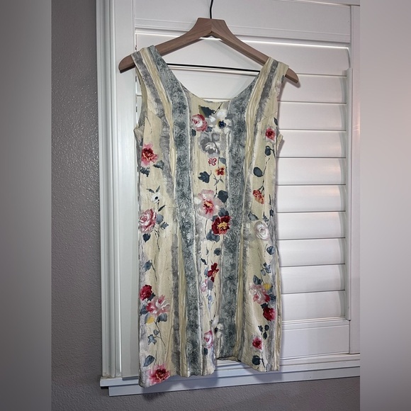 Jams World Antique Flowers on White Sleeveless Dress Vintage Small - Picture 2 of 11
